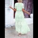 thumbnail image 4 of Vestido de Novia de Encaje Floral con Cuello en V y Corta para Mujer, Vestido para Dama de , Cóctel o Fiesta Verde S, 4 of 10