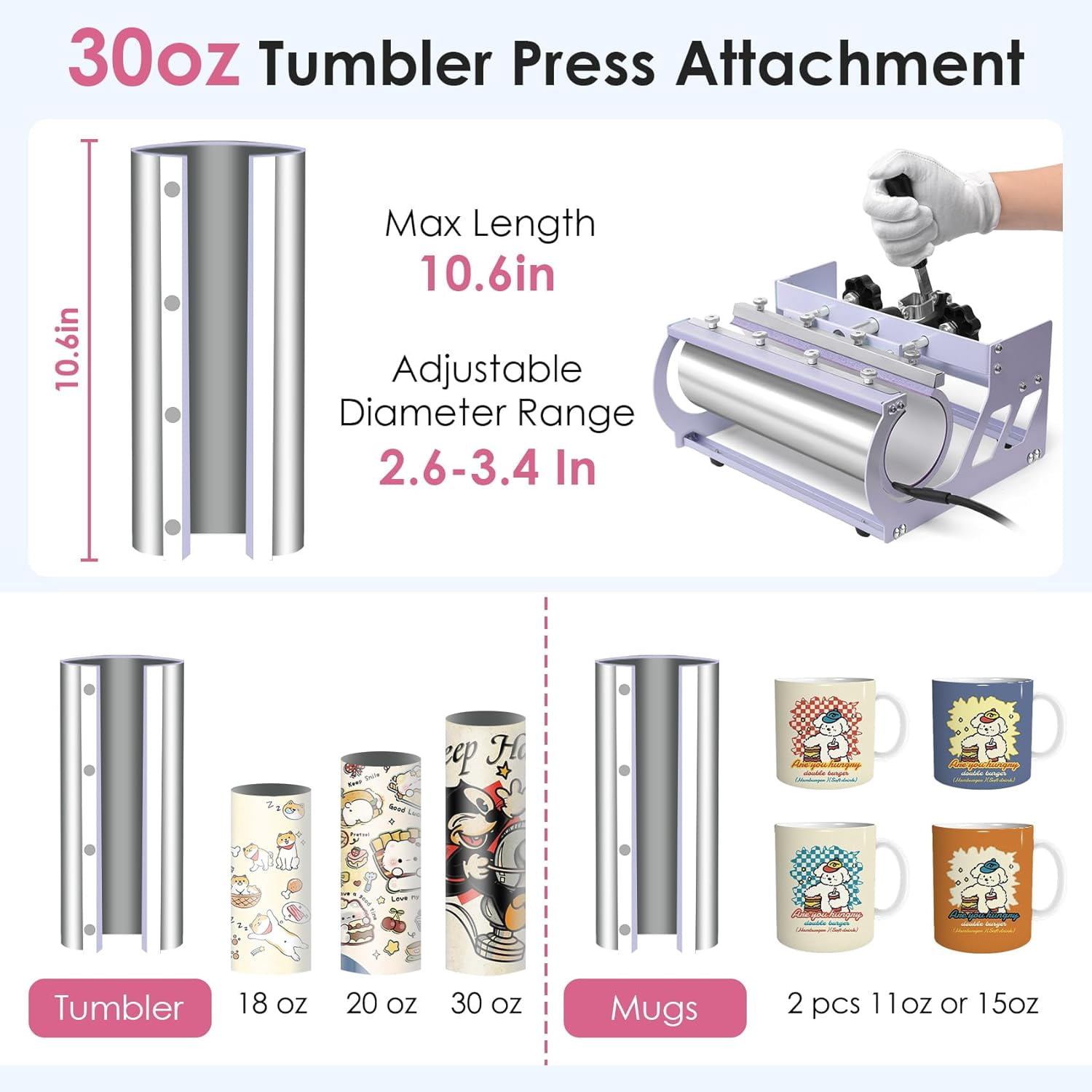 DKMOCO 8 in 1 Heat Press Machine with 30OZ Tumbler press, 15"x15" 360-Degree Swing Away Digital Heat Transfer Sublimation for Mugs Hat Plate Cap T Shirts,Lavender