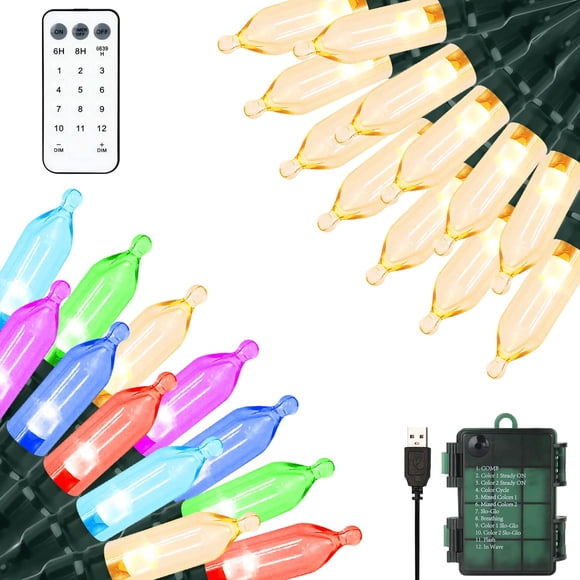 String Lights Green Convenience, 10 m, 100 LED, temporizador, batería USB