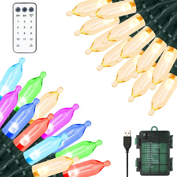 String Lights Green Convenience, 10 m, 100 LED, temporizador, batería USB