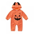 thumbnail image 4 of Winter Baby Halloween Pumpkin Hooded Bodysuit Little Devil Shape Polar Fleece Bodysuit, 4 of 13