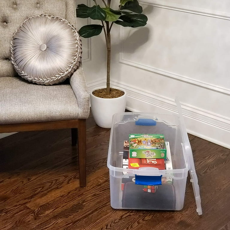 Homz 31 Qt Plastic Sealed Bins, Clear Latching Storage