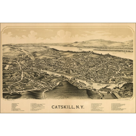 24"x36" Gallery Poster, map of Catskill, New york 1889
