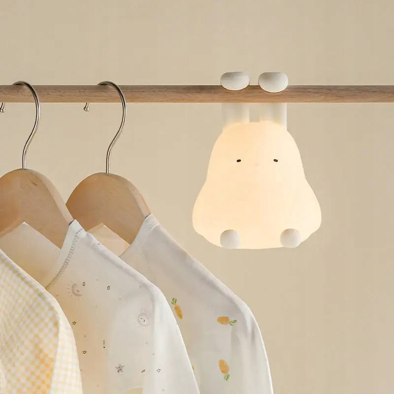 Cartoon folded-ear rabbit night light cute silicone internet celebrity animal dual-purpose atmosphere light baby sleep pat light rechargeable