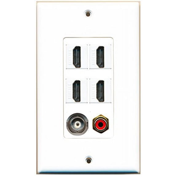 RiteAV - 4 Port HDMI 1 RCA Red 1 BNC Wall Plate Decorative