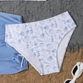 thumbnail image 5 of NIEWTR Girls' 3 Piece Set Floral Print Bikini Swimsuit with Drawstring Beach Skirt Cute Ruched Bathing Suit（Blue,12-13 Years), 5 of 6