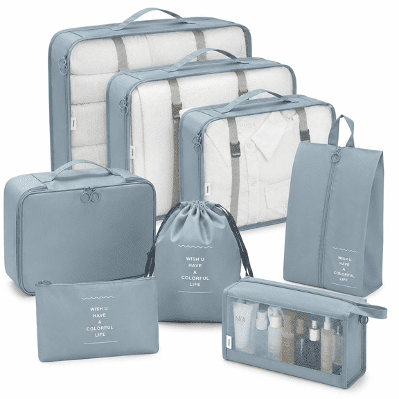 8Pcs Packing Cubes for Luggage ,Travel Packing Organizers Packing Cubes for Travel (Gray)