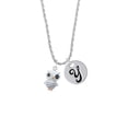 thumbnail image 2 of Delight Jewelry Resin White Snow Owl Silvertone Script Initial Disc - Y - Charm Necklace, 20"+3", 2 of 4