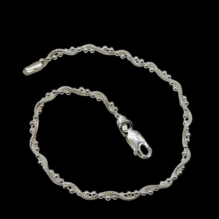 Sterling Silver With Snake Chain And Beaded Chain Bracelet - A New