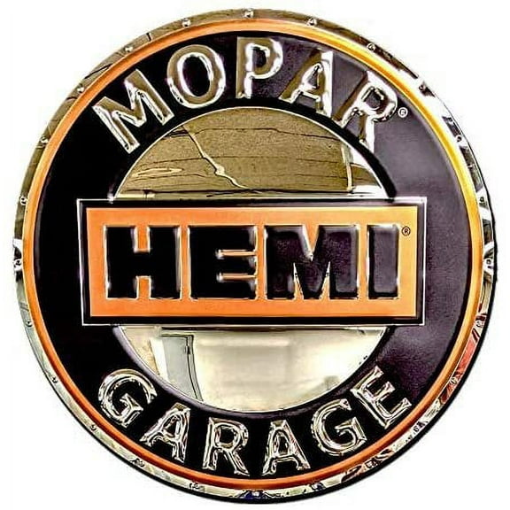 Mopar HEMI Garage Stainless Steel Chrome Wall Hanging Sign : 22"