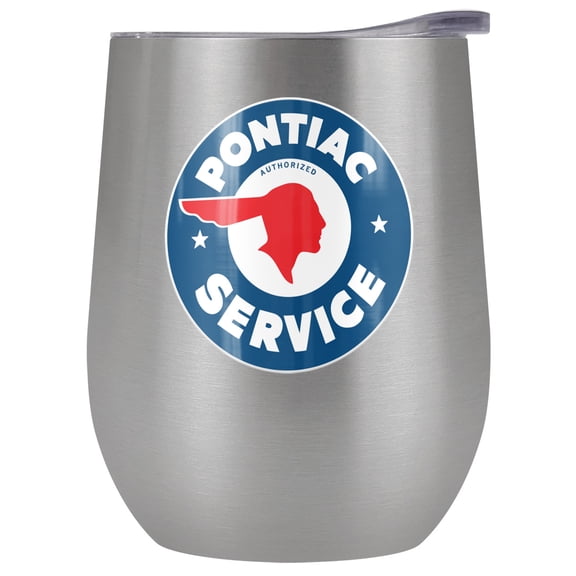 Pontiac Official Service Logo 12 oz Stemless Tumbler, Stainless Steel Travel Cup|Lake Tumbler|Insulated with Leak Resistant Slide-Lock Lid