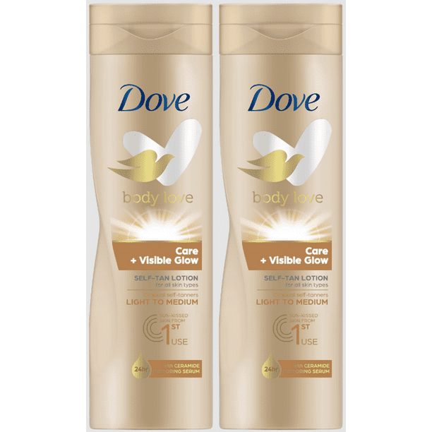 Dove Nourishing Body Care Glow Self Tan Lotion (Fair -Medium Skin) 250ml/8.45 oz 2 Pack -