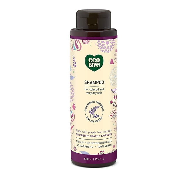 Champú EcoLove, natural, vegano y libre de crueldad animal, 500 ml, tratado con color