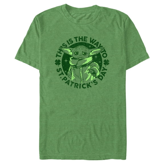 Men's Star Wars: The Mandalorian St. Patrick's Day Grogu This is the Way  Graphic Tee Kelly Heather Large