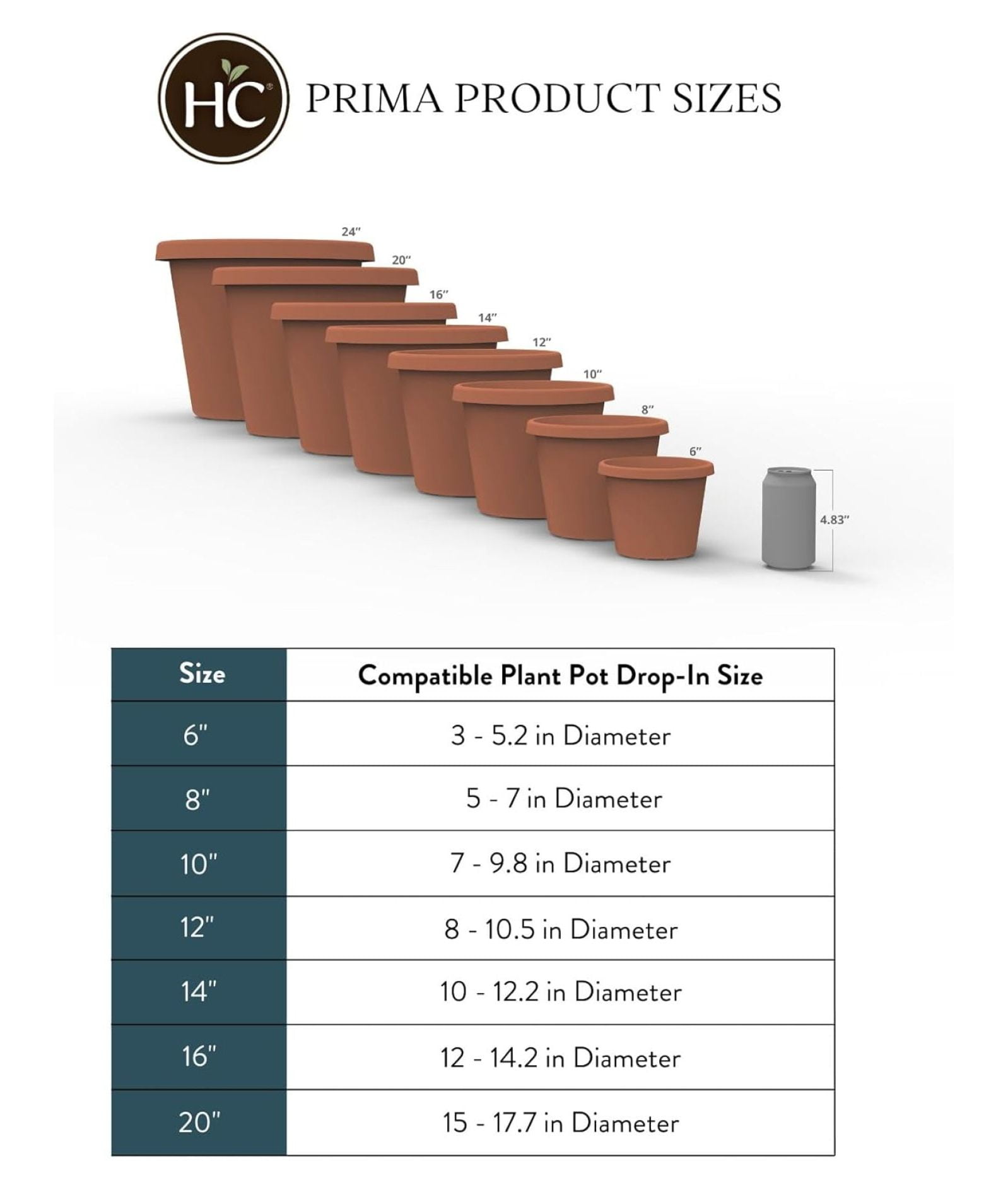 20 Inch Round Plastic Planter Pots - Large Outdoor Indoor Plant Pots with Rolled Rim & Drainage, Clay Color