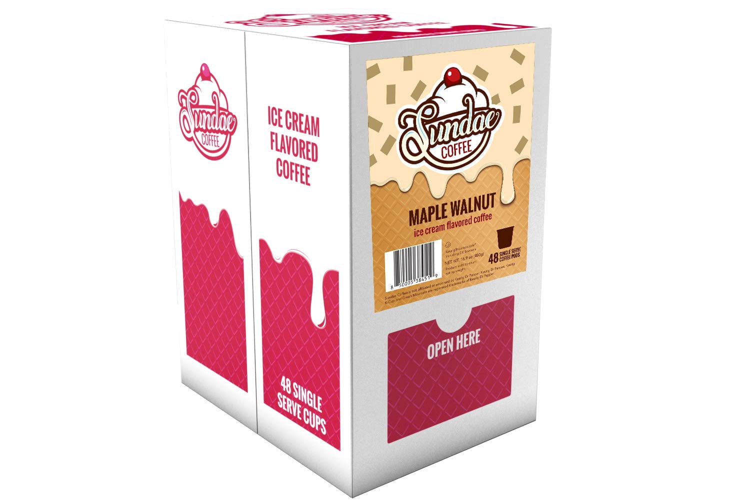 Sundae Ice Cream Flavored Coffee Pods Compatible with Keurig 2.0, Maple Walnut 48 Count