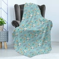 thumbnail image 4 of Marine Soft Flannel Fleece Throw Blanket, Concept of Nautical Elements Seagulls Sailboats Fish and Yachts, Cozy Plush for Indoor and Outdoor Use, 50" x 60", Pale Sky Blue Multicolor, by Ambesonne, 4 of 5