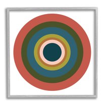 Stupell Industries Red Modern Circles Abstract Painting Gray Framed Art Print Wall Art, 24 x 24