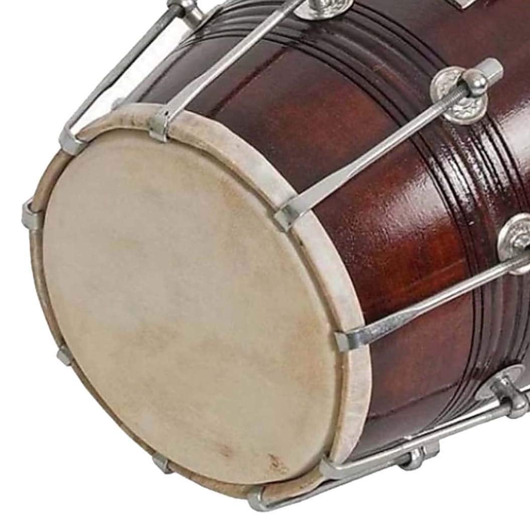 Wooden Musical Instrument Dholak Drum Nuts & Bolt Design1 (Brown)