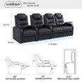 thumbnail image 2 of comfiroom Home Theater Seating Simple Style Top Grain Leather Loveseat Recliner Chair Dual Power Movie Theater Chairs Gaming Sofa Electric Headrest with Tray Table (Black, Row of 4 Loveseat Right), 2 of 9