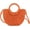 Orange, variant on Mini Semi-circle Rattan Straw Bag, Hand-woven Women Summer Retro Beach Tote Shoulder Bag Crossbody Travel Beach Bag