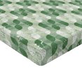 thumbnail image 4 of Ambesonne Geometric Fitted Sheet, Grunge Whimsical Pattern, Full Size, Fern Green Khaki and White, 4 of 5