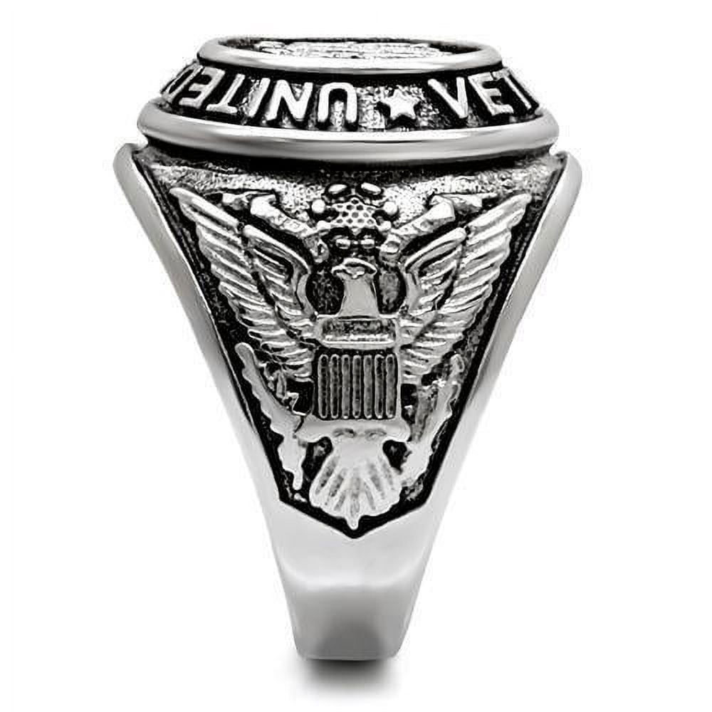 US Veterans Ring for Men and Women Unisex Stainless Steel Military Patriotic Ring in Silver