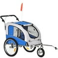 thumbnail image 3 of Aosom Dog Bike Trailer 2-In-1 Pet Stroller with Canopy and Storage Pockets, Blue, 3 of 10