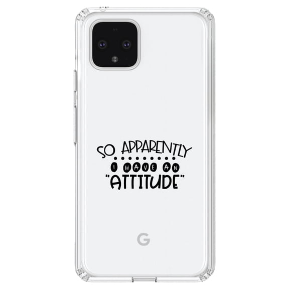 DistinctInk Clear Shockproof Hybrid Case for Google Pixel 4 (6.1" Screen) - TPU Bumper Acrylic Back Tempered Glass Screen Protector - So Apparently I Have An Attitude - Black