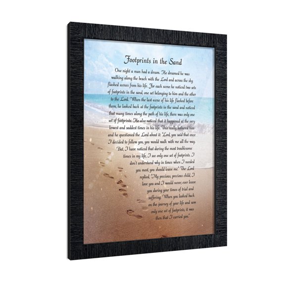 Footprints in the Sand Inspirational Wall Art, Beach Decor, Christian Gifts for Women and Men, Christian Wall Decor, Get Well Soon, Encouraging Scripture Wall Art, Sympathy Gift 2102CH