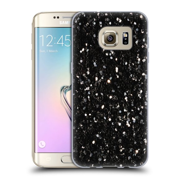 Head Case Designs Officially Licensed PLdesign Glitter Sparkles Black And White Soft Gel Case Compatible with Samsung Galaxy S7 edge