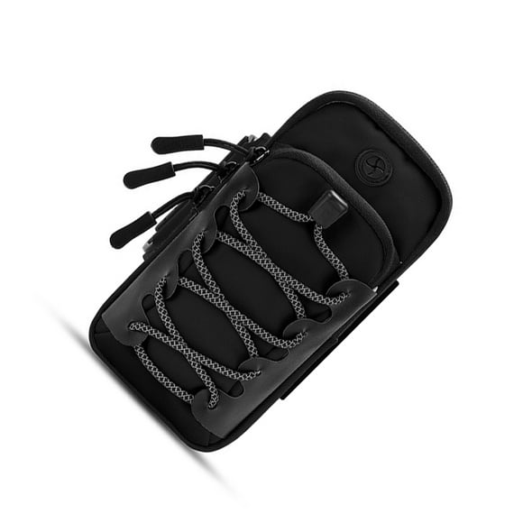 Ustyle Nylon Cellphone Storage Arm Bag Breathable Nonslip Reflective Adjustable Solid Color Smart Phone Running Gym Bags Pouch Black