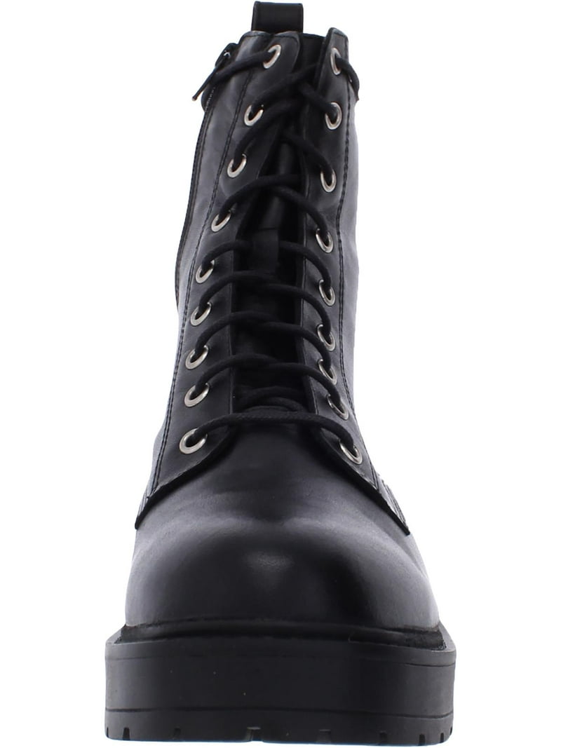 Steve Madden Womens Tornado Leather Lace-Up Combat Boots  display picture 1
