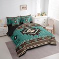 thumbnail image 3 of jejeloiu Rustic Western Aztec 7-Piece Twin Bedding Sets,Retro Bohemian Geometric Bedding Comforter Set,Cyan Brown Sheet Sets For Men Women,Home Decor Reversible, 3 of 8