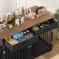 thumbnail image 6 of Homfa Dog Crate Furniture with 2 Drawers, 47.2 in Wooden Indoor Dog Cage Table with Divider, Black, 6 of 7