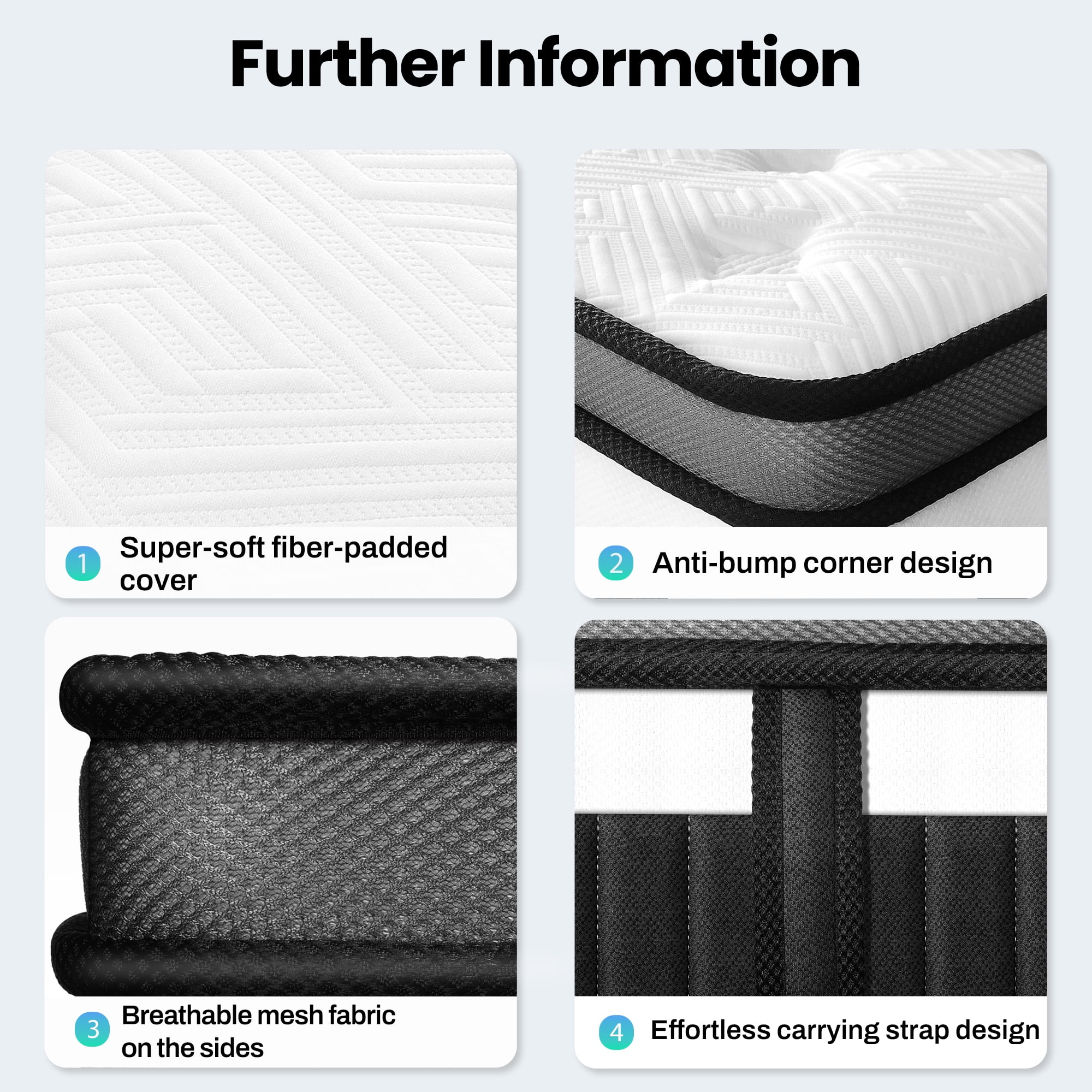 14In Queen Mattress In a Box, Breathable Mattress w/ Gel Memory Foam & Pocket Spring for Motion Isolation, Anti-pilling & Flame Retardant, Medium Firm, Pressure Relief, CertiPUR-US