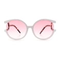 thumbnail image 5 of Womens Unique U Arm Round Exposed Lens Minimal Designer Sunglasses White Tortoise - Pink, 5 of 8