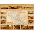 thumbnail image 2 of Vintage Maps 18x15 Black Ornate Wood Framed with Double Matting Museum Art Print Titled - Roads Harbors waterways bridges highways and coastlines of Mexico, 2 of 4