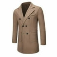thumbnail image 3 of Chiccall Mens Double Breasted Trench Coat Mid Long Pea Coat Notched Lapel Winter Casual Warm Wool Overcoat with Pockets, 3 of 8