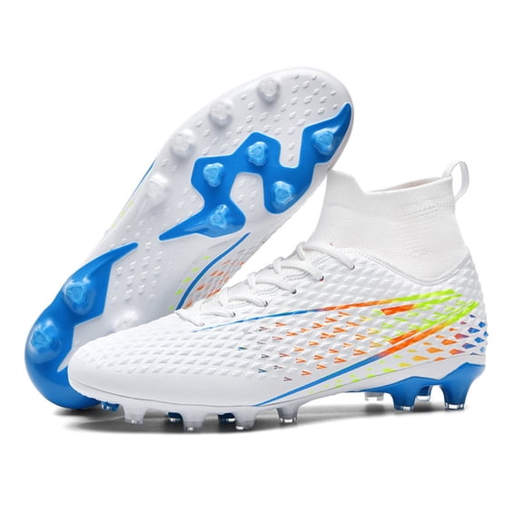 OnyxTrek Men's High Top Soccer Shoes AG/TF Long Spikes Adult Football Shoes Lightweight Professional Athletic Training