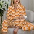 thumbnail image 6 of Pajama Sets for Women 2 Pcs, Cute Fox Faces Pattern Button Down Long Sleeve Sleepwear Lounge PJ Sets, 6 of 6