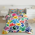 thumbnail image 2 of jejeloiu Cartoon Graffiti Flowers Full Size Comforter Sets,Colorful Oil Painting Bedding Comforter Set,Multicolor Cute Floral Daisy Bedding Sets For Men Women,Breathable Home Decor Reversible,3pcs, 2 of 8