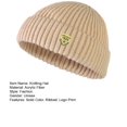 thumbnail image 7 of Guiexla Autumn Winter Solid Color Knitting Hat Women Men Logo Print Brimless Beanie Hat Casual Short Ribbed Couple Hat, 7 of 7