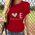 thumbnail image 5 of GA WEIHUA Flash Deals,Womens Love Heart Raglans T-Shirts Casual Short Sleeve Valentine's Day Graphic Tees Tops Cute Graphic T Shirts Fashion Gifts for Her(Red,XL), 5 of 7