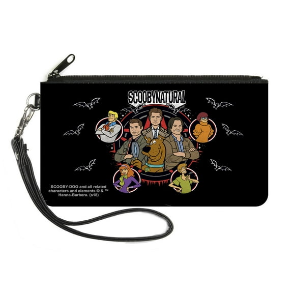 Scooby Doo Supernatural Wallet, Zip Pouch, Scoobynatural 8 Characters Pentagram Bats Black White Red, Canvas