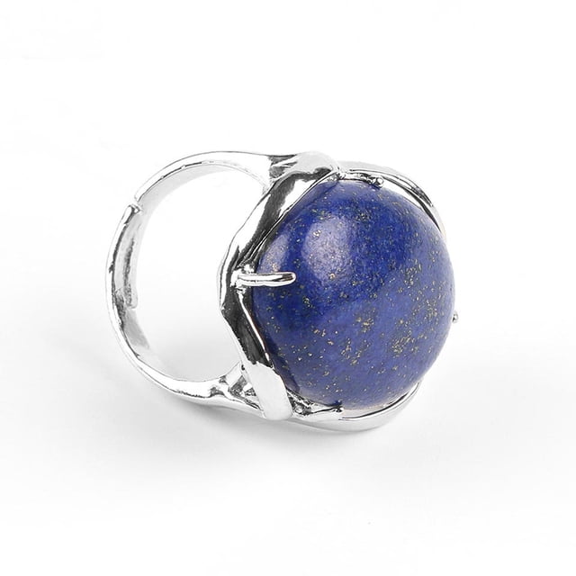 Bague Femme Reiki Chakra Bague Point de Guérison Lapis-Lazuli Unakite Bijoux