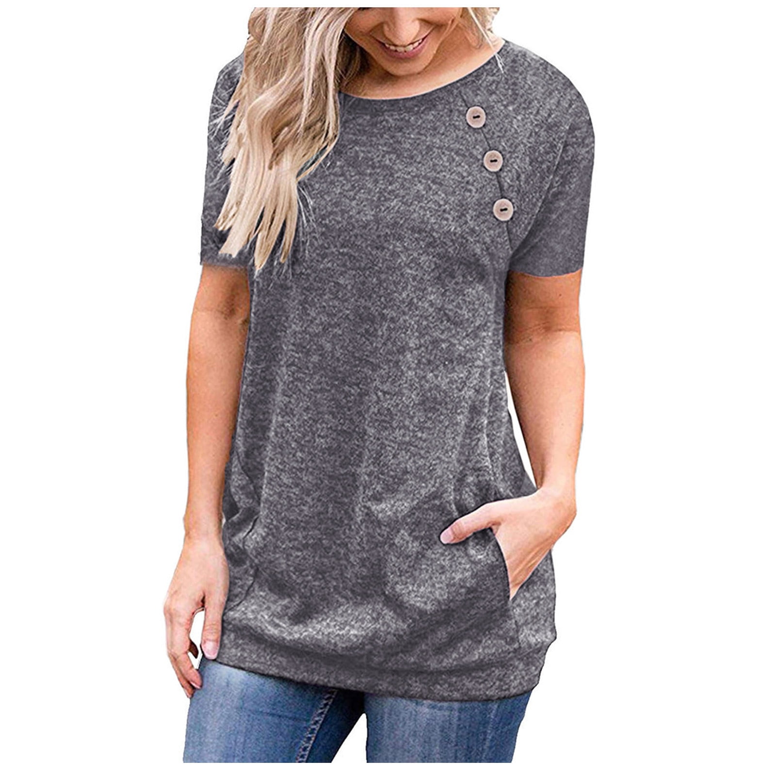 LBECLEY Womens Tops Tall Women's Shirts Women Shirts Solid Daily