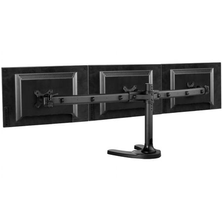 UPC: 0881493005150 | Atdec triple monitor desk mount with a freestanding base  Loads up to 17.6lb  VESA 75×75  100×100