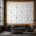thumbnail image 6 of Blue Floral Vine Pattern in Romantic Vintage Style for Cottagecore Fans French Country Decor Housewarming Gift Tapestry Wall Hanging for Bedroom and Living Room, 6 of 7
