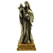 The Michelangelo Liturgical Sculpture Collection Pewter Saint St Therese Figurine Statue on Gold Tone Base, 4 1/2 Inch